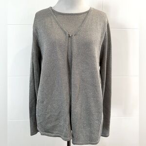 Elegant silver Knit Cardigan with built in undershirt